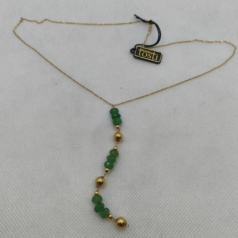 Collana con pendente oro pietre avventurina 45 cm 3.8 gr | Gioiellitosti.it