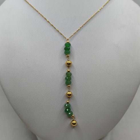 Collana con pendente oro pietre avventurina 45 cm 3.8 gr | Gioiellitosti.it