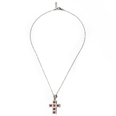 Collana Croce Argento 925 Zirconi Rossi Michele Affidato CL-TY-000586 | Gioielli Tosti