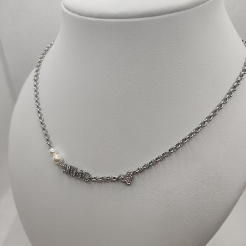 Collana Liu Jo LJ1689 acciaio con perla e cuore con cristalli | Gioiellitosti.it