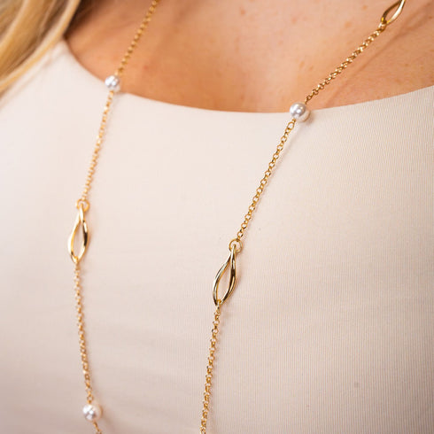 Collana Lunga Boccadamo XGR763D Dorata con Perle | Gioielli Tosti