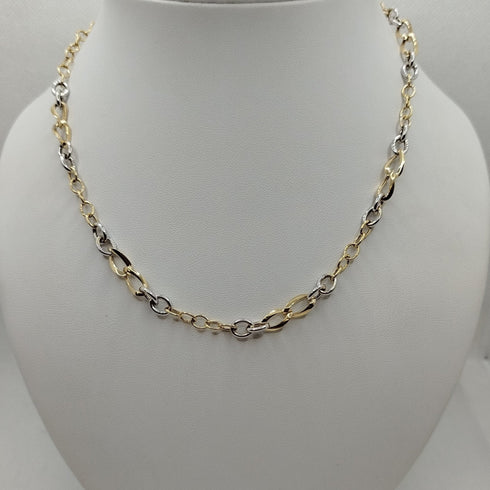 Collana oro 18k Girocollo bicolore maglia ovale 45 cm 7.20 gr | Gioiellitosti.it