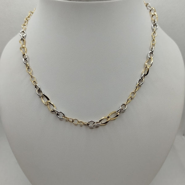 Collana oro 18k Girocollo bicolore maglia ovale 45 cm 7.20 gr | Gioiellitosti.it