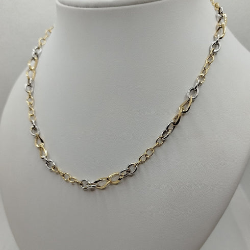 Collana oro 18k Girocollo bicolore maglia ovale 45 cm 7.20 gr | Gioiellitosti.it