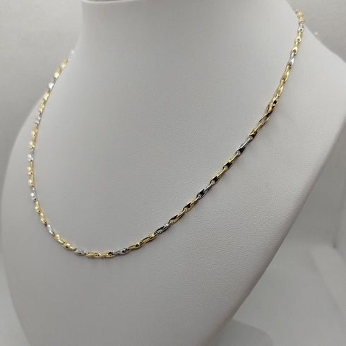 Collana oro 18k Unisex maglia tubolare bicolore 48 cm 8.90 gr | Gioiellitosti.it