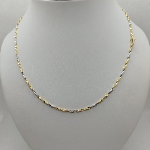 Collana oro 18k Unisex maglia tubolare bicolore 48 cm 8.90 gr | Gioiellitosti.it