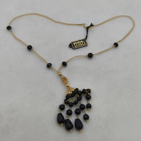 Collana pendente lungo oro 18k Onice 44 cm 11.60 gr | Gioiellitosti.it