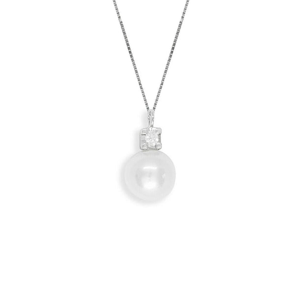 Collana punto luce oro bianco 18k Perla Naturale Diamanti | Gioiellitosti.it