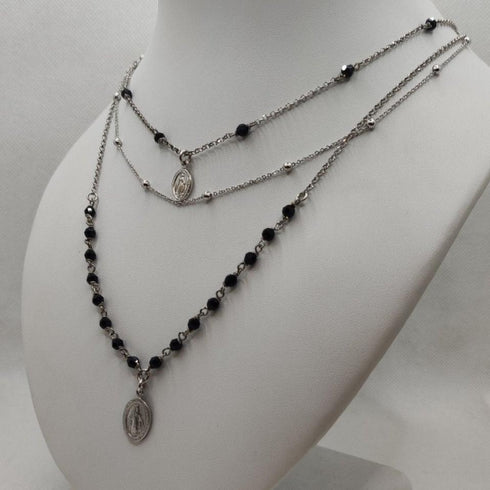 Collana Rosario 3 fili onice e cristalli Swarovski Boccadamo XGR309 | Gioiellitosti.it
