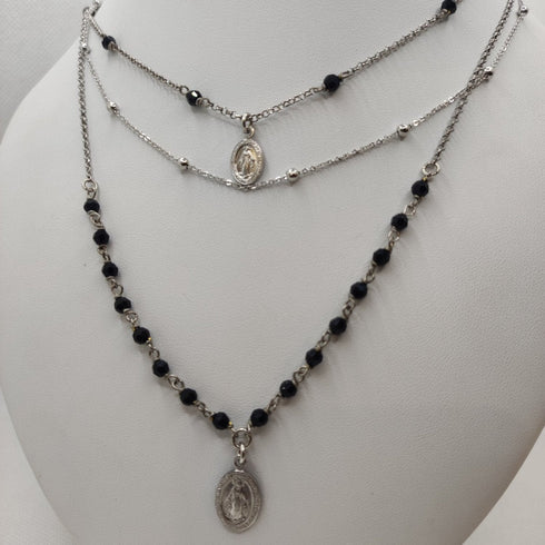 Collana Rosario 3 fili onice e cristalli Swarovski Boccadamo XGR309 | Gioiellitosti.it