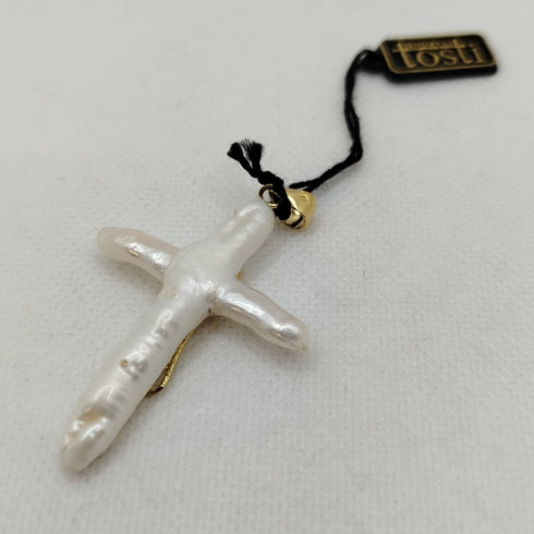 Croce Ciondolo con Perla Barocca e Oro 18k 5.50 gr | Gioiellitosti.it