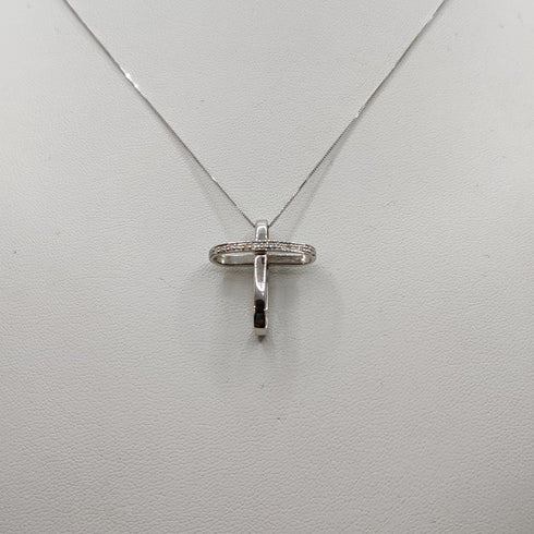Croce con diamanti e Collana oro 18k bianco | Gioiellitosti.it