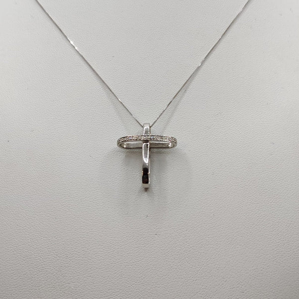 Croce con diamanti e Collana oro 18k bianco | Gioiellitosti.it