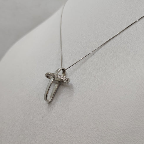 Croce con diamanti e Collana oro 18k bianco | Gioiellitosti.it