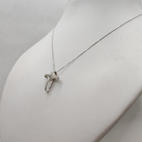 Croce con diamanti e Collana oro 18k bianco | Gioiellitosti.it