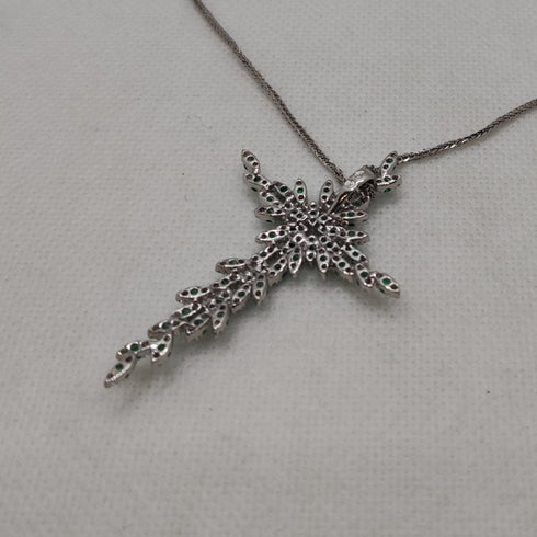 Croce con diamanti e Smeraldi e collana oro 18k | Gioiellitosti.it