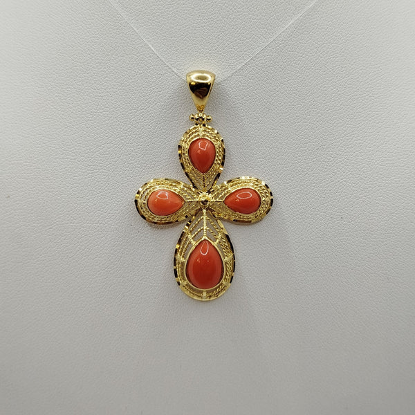 Croce Corallo Rosso e Oro 18k 5.10 gr | Gioiellitosti.it