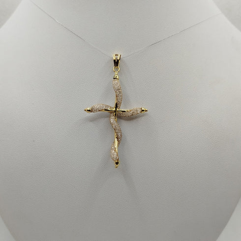 Croce Stilizzata Oro Giallo e Zirconi gr 3,40 | Gioiellitosti.it