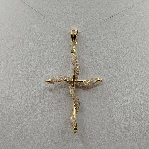 Croce Stilizzata Oro Giallo e Zirconi gr 3,40 | Gioiellitosti.it