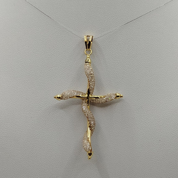 Croce Stilizzata Oro Giallo e Zirconi gr 3,40 | Gioiellitosti.it