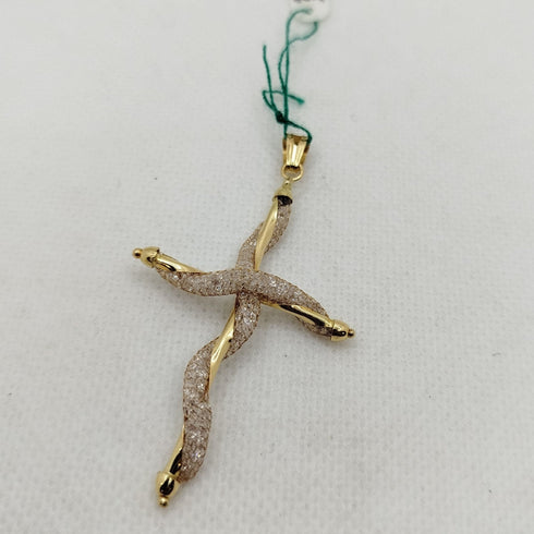 Croce Stilizzata Oro Giallo e Zirconi gr 3,40 | Gioiellitosti.it