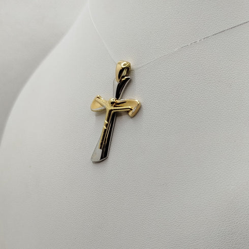 Crocifisso Ciondolo oro bianco e giallo 18K 5.0 gr | Gioiellitosti.it