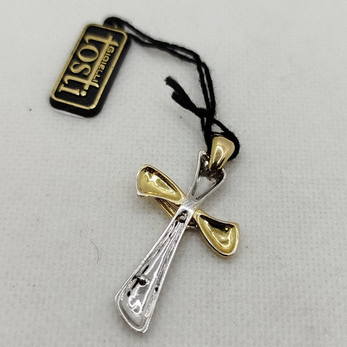 Crocifisso Ciondolo oro bianco e giallo 18K 5.0 gr | Gioiellitosti.it