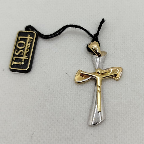 Crocifisso Ciondolo oro bianco e giallo 18K 5.0 gr | Gioiellitosti.it