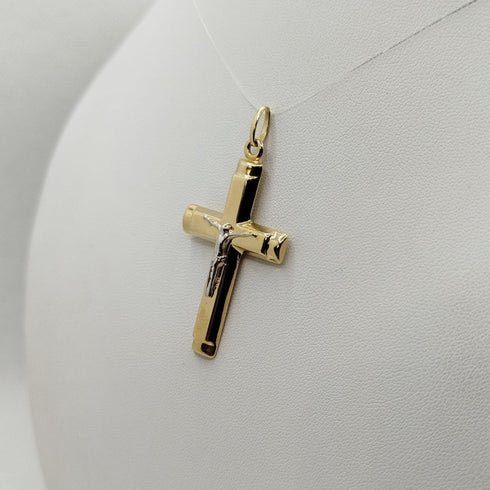 Crocifisso in oro 18 kt giallo e bianco 3.20 gr | Gioiellitosti.it
