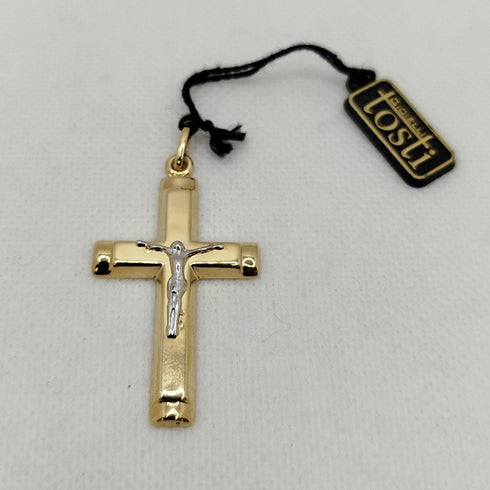 Crocifisso in oro 18 kt giallo e bianco 3.20 gr | Gioiellitosti.it