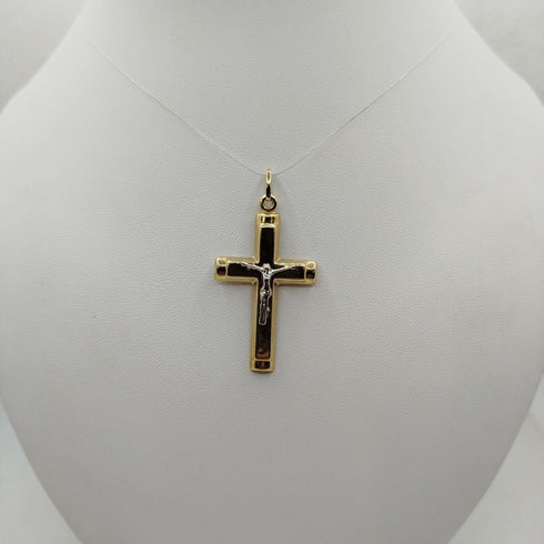 Crocifisso in oro 18 kt giallo e bianco 3.20 gr | Gioiellitosti.it