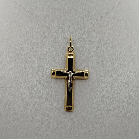 Crocifisso in oro 18 kt giallo e bianco 3.20 gr | Gioiellitosti.it