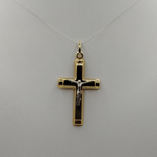 Crocifisso in oro 18 kt giallo e bianco 3.20 gr | Gioiellitosti.it
