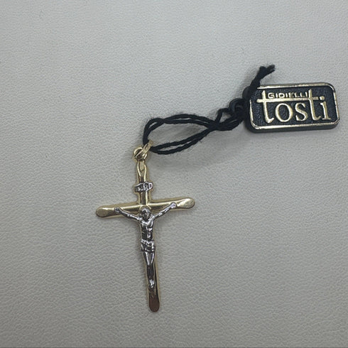 Crocifisso in oro bianco e giallo 18 kt 1.0 gr forma a rilievo | Gioielli Tosti