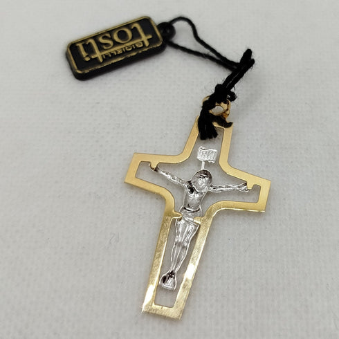 Crocifisso oro bianco e giallo 1.90 gr | Gioiellitosti.it