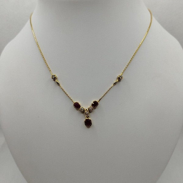 Girocollo oro 18k con pendente rubini e diamanti 43 cm 10 Gr | Gioiellitosti.it