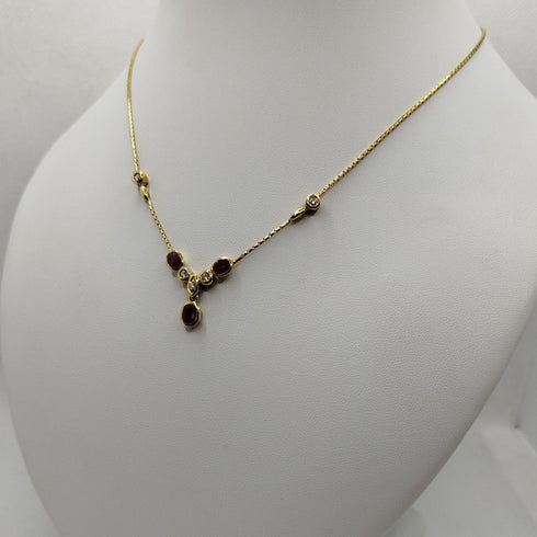 Girocollo oro 18k con pendente rubini e diamanti 43 cm 10 Gr | Gioiellitosti.it