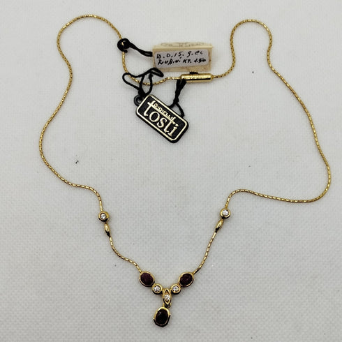 Girocollo oro 18k con pendente rubini e diamanti 43 cm 10 Gr | Gioiellitosti.it