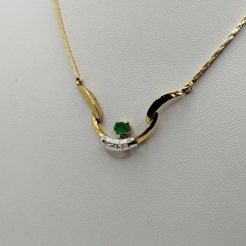 Girocollo oro 18k con pendente smeraldo e diamanti 44 cm 10 Gr | Gioiellitosti.it