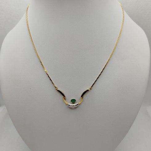 Girocollo oro 18k con pendente smeraldo e diamanti 44 cm 10 Gr | Gioiellitosti.it