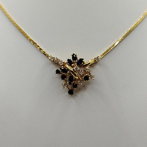 Girocollo oro 18k con pendente Zaffiri e Diamanti 40 cm 14.80 Gr | Gioiellitosti.it