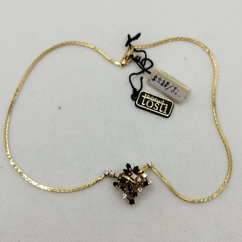 Girocollo oro 18k con pendente Zaffiri e Diamanti 40 cm 14.80 Gr | Gioiellitosti.it