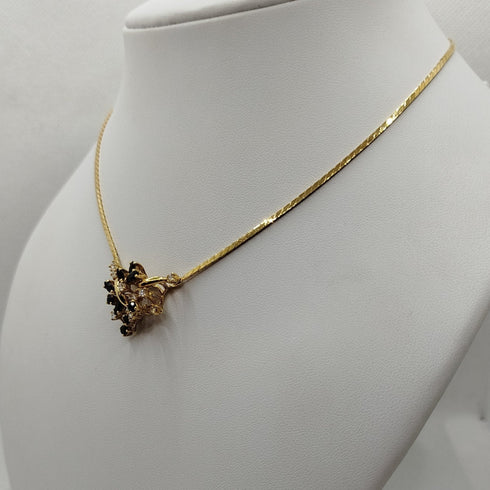 Girocollo oro 18k con pendente Zaffiri e Diamanti 40 cm 14.80 Gr | Gioiellitosti.it