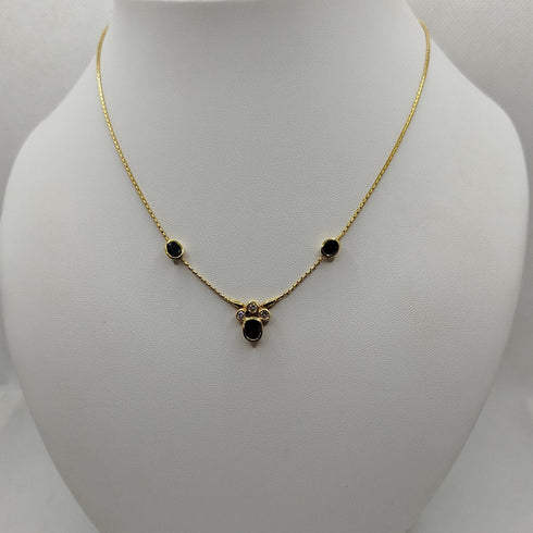 Girocollo oro 18k con pendente Zaffiro blu e Diamanti 43 cm 9 Gr | Gioiellitosti.it