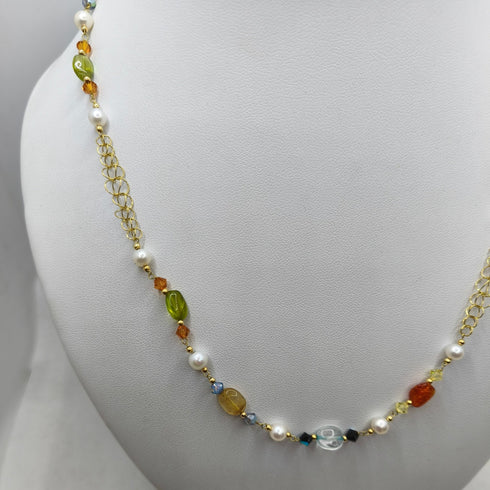 Girocollo Oro 18k con pietre colorate 50 cm 10.6 gr | Gioiellitosti.it