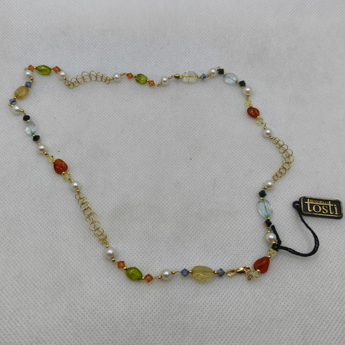 Girocollo Oro 18k con pietre colorate 50 cm 10.6 gr | Gioiellitosti.it