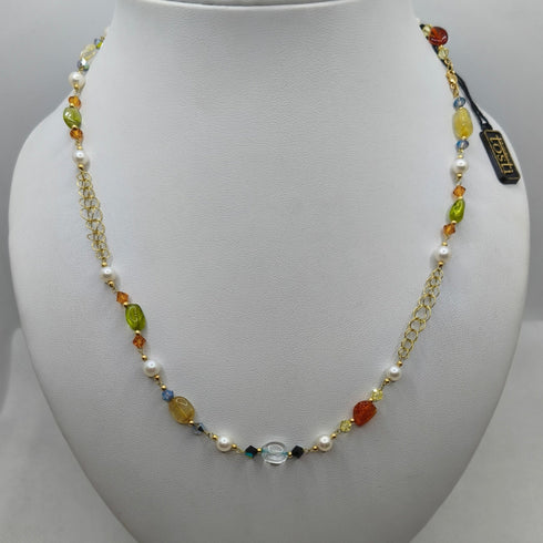 Girocollo Oro 18k con pietre colorate 50 cm 10.6 gr | Gioiellitosti.it