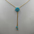 Girocollo oro 18k pendente turchese forma fiore 44.5 cm 4.70 gr | Gioiellitosti.it