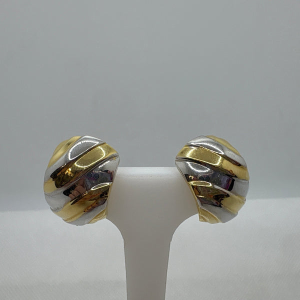 Orecchini a bottone oro grandi 2 colori 4,60 gr | Gioiellitosti.it