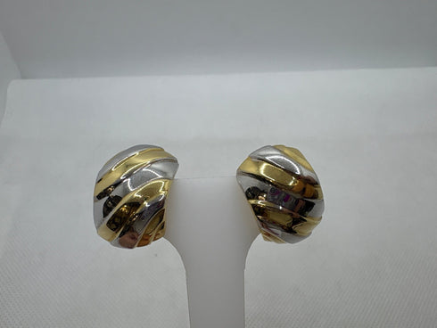 Orecchini a bottone oro grandi 2 colori 4,60 gr | Gioiellitosti.it